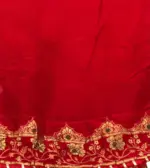 Red Banarasi Silk Saree in Georgette with Intricate Floral Zari Jaal - Image 6