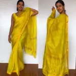 Yellow Mangalagiri Silk Saree with Gold Zari Checks - Image 4