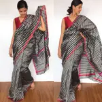 Black Pure Chanderi Silk Saree - Image 2