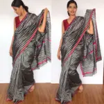 Black Pure Chanderi Silk Saree - Image 3