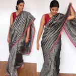 Black Pure Chanderi Silk Saree - Image 4