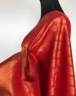 Scarlet Red Banarasi Silk Saree with Gold Zari Weaves - Image 6