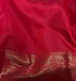 Scarlet Red Banarasi Silk Saree with Gold Zari Weaves - Image 7