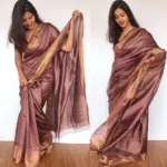 Chocolate Brown Muga Silk Saree - Image 2