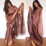 Chocolate Brown Muga Silk Saree - Image 3