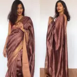 Chocolate Brown Muga Silk Saree - Image 5