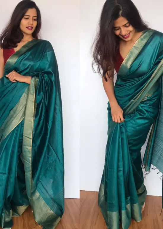 Blue Muga Silk Saree