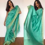 Pastel Blue Muga Silk Saree - Image 4