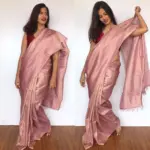 Dusty Pink Tussar Silk Saree - Image 2