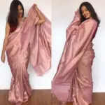 Dusty Pink Tussar Silk Saree - Image 3