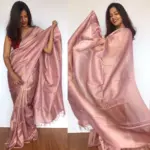 Dusty Pink Tussar Silk Saree - Image 4
