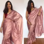 Dusty Pink Tussar Silk Saree - Image 7