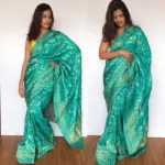 Dark Blue Banarasi Silk Saree in Georgette with Intricate Floral Zari Jaal - Image 2