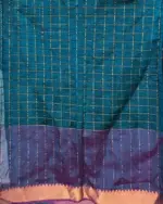 Magenta Purple Mangalagiri Silk Saree with Gold Zari Checks - Image 6