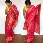 Rani Pink Banarasi Silk Saree in Georgette with Intricate Floral Zari Jaal - Image 3