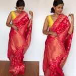 Rani Pink Banarasi Silk Saree in Georgette with Intricate Floral Zari Jaal - Image 4
