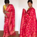 Rani Pink Banarasi Silk Saree in Georgette with Intricate Floral Zari Jaal - Image 5
