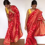 Peachy Red Banarasi Silk Saree in Georgette with Intricate Floral Zari Jaal - Image 2