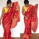 Peachy Red Banarasi Silk Saree in Georgette with Intricate Floral Zari Jaal - Image 3