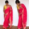 Rani Pink Banarasi Georgette Saree with Golden Zari Weaves highlighted with Beautiful Zardozi Embroidery and Gota Piping