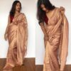 Pure Dusty Pink Tissue Silk Saree with Pure Resham Zari Weaves