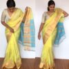 Pastel Yellow Mangalagiri Silk Saree with Gold Zari Kanchi Silk Border