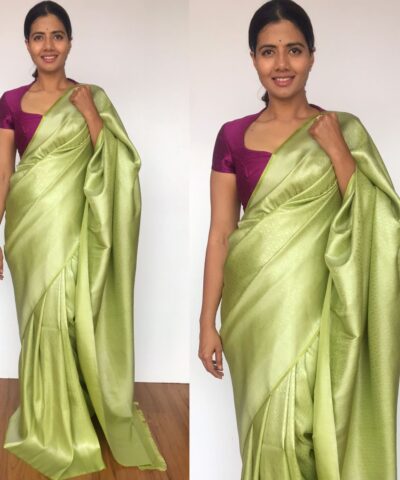 Green Banarasi Silk Saree with Silver Zari Weaves