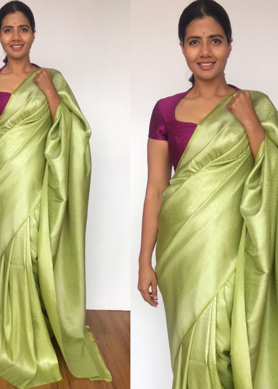 Green Banarasi Silk Saree with Silver Zari Weaves