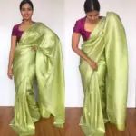 Green Banarasi Silk Saree with Silver Zari Weaves - Image 2