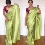Green Banarasi Silk Saree with Silver Zari Weaves - Image 5