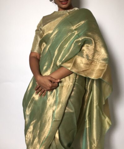 Sea Green Pure Tissue Silk Saree with Tanchui Weaves