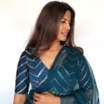 Ocean Blue Raw Silk Blouse