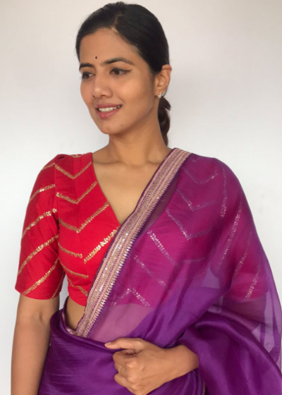 Red Raw Silk Blouse