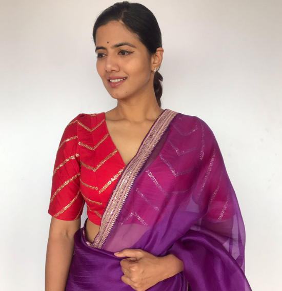 Red Raw Silk Blouse