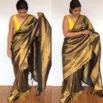 Black Banarasi Silk Saree with Gold Zari Weaves - Image 2