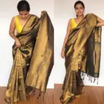 Black Banarasi Silk Saree with Gold Zari Weaves - Image 3