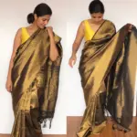 Black Banarasi Silk Saree with Gold Zari Weaves - Image 5