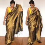 Black Banarasi Silk Saree with Gold Zari Weaves - Image 6