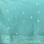 Blue Georgette Sequin Saree with Embroidery Work - Image 7