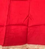Crimson Red Hand Embroidered Organza Silk Saree - Image 6