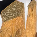 Melon Orange Georgette Saree with Tepchi Weaves - Image 2