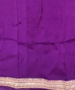 Eggplant Purple Hand Embroidered Organza Silk Saree - Image 7