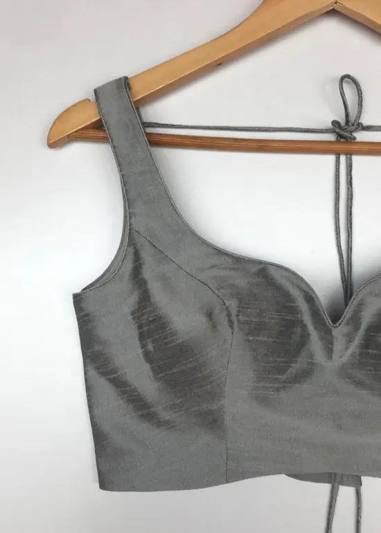 Grey Raw Silk Blouse