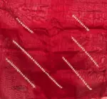 Dark Red Hand Embroidered Organza Silk Saree - Image 6