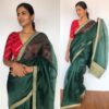 Amber Green organza saree with embroidery