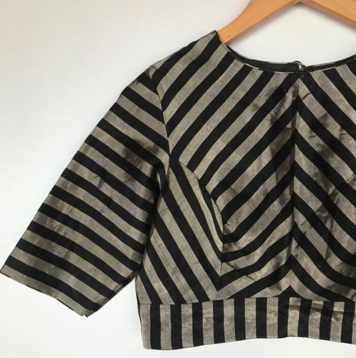 Handwoven Pure Black Tissue Silk Blouse