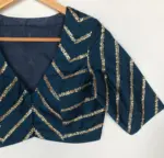 Ocean Blue Raw Silk Blouse - Image 3