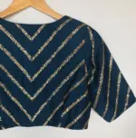 Ocean Blue Raw Silk Blouse - Image 7