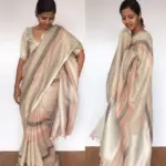 Beige Multicolor Linen Saree - Image 5