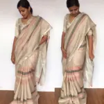 Beige Multicolor Linen Saree - Image 2